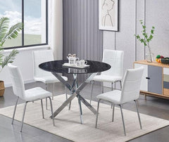 5pc Black Top Marble-Look Dining Set - IF-1446