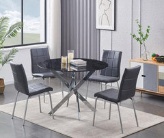 5pc Black Top Marble-Look Dining Set - IF-1446