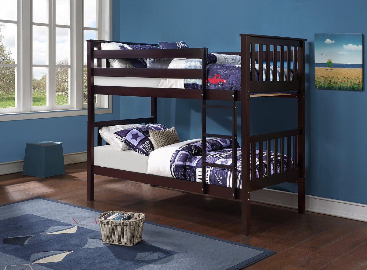 IF-101E Espresso Wooden Bunk Bed (Twin/Twin)