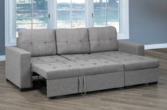 T-1245 Grey Linen Sofa Bed Reversible Sectional w/ Storage