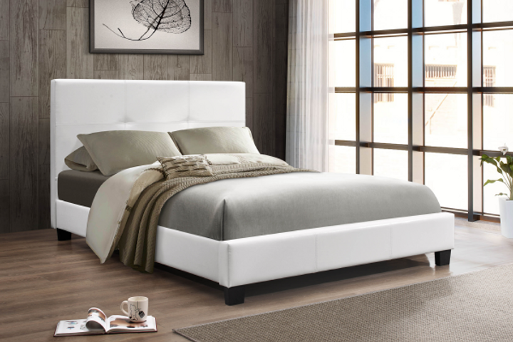 IF-130W White PU Platform Bed