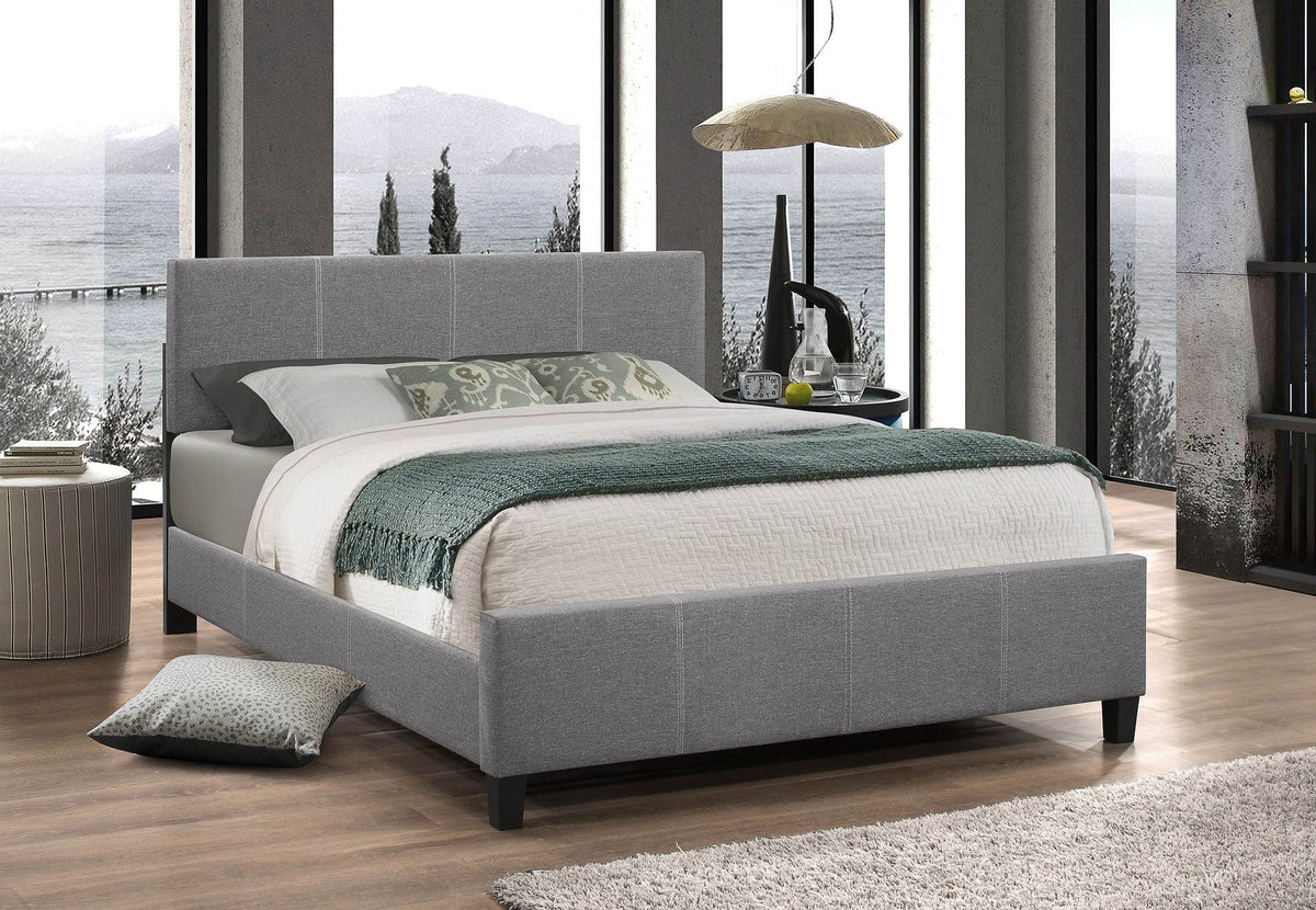 IF-137 Light Grey Fabric Adjustable Headboard Platform Bed