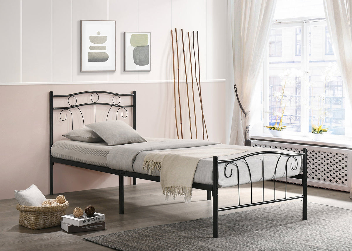 IF-155B Black Metal Steel Platform Bed