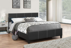 IF-165 Black PU Adjustable Headboard Platform Bed