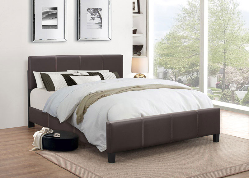 IF-176 Espresso PU Adjustable Headboard Platform Bed