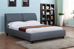 IF-193G Grey Fabric Platform Bed w/ Storage Headboard