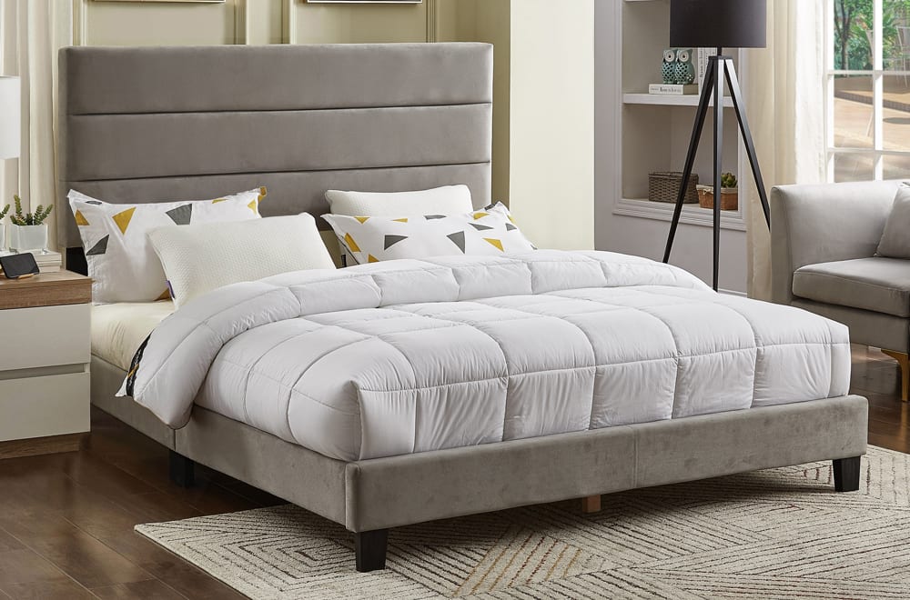 T-2119G Grey Velvet Tufted Bed