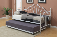 IF-318 White Metal Trundle Bed w/ Pull Out Bed