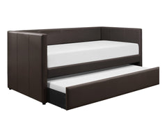 Adra Espresso PU Trundle Bed w/ Pull Out Bed