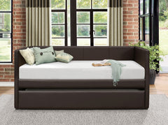 Adra Espresso PU Trundle Bed w/ Pull Out Bed