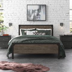 IF-5210 Steel Platform Bed w/ Wooden Panels