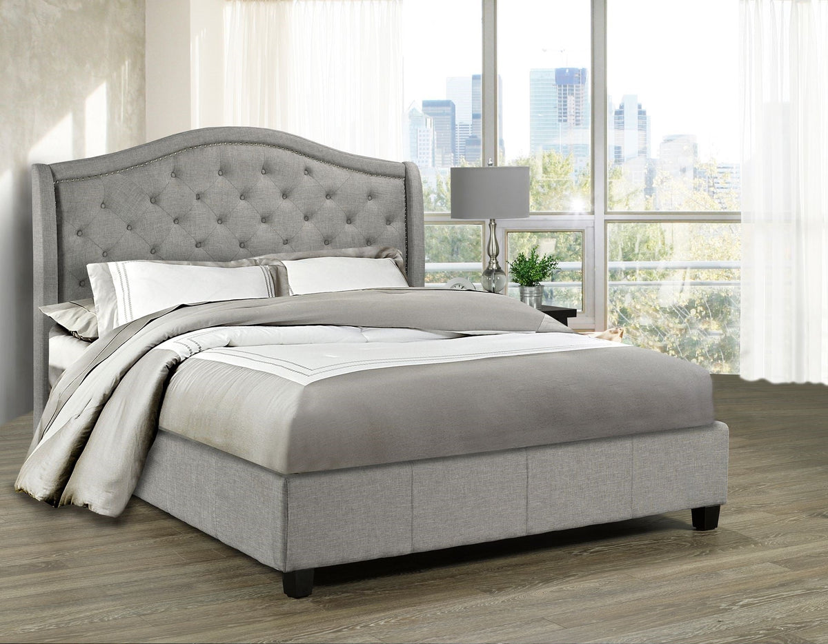 Milan Grey Textured Fabric Platform Bed