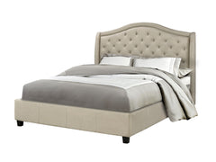 Milan Beige Textured Fabric Platform Bed