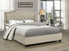 Milan Beige Textured Fabric Platform Bed