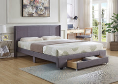 IF-5373 Grey Fabric Platform Bed w/ Storage Drawer