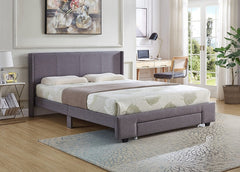 IF-5373 Grey Fabric Platform Bed w/ Storage Drawer