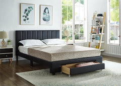 IF-5480 Black PU Platform Bed w/ Storage Drawer