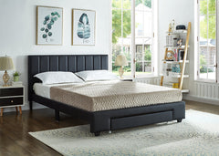 IF-5480 Black PU Platform Bed w/ Storage Drawer