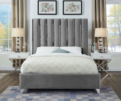 IF-5620 Grey Velvet Platform Bed