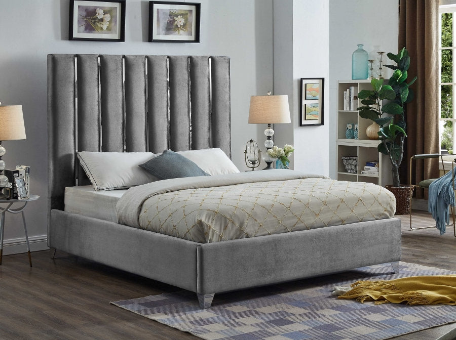 IF-5620 Grey Velvet Platform Bed