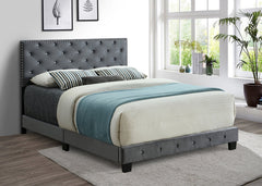 IF-5650 Grey Velvet Adjustable Headboard Platform Bed