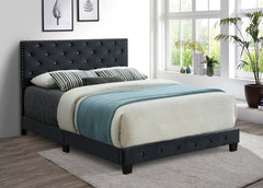 IF-5651 Black Velvet Adjustable Headboard Platform Bed