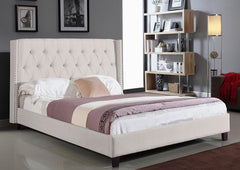 IF-5802 Ivory Linen Tufted Platform Bed