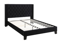 Jia Black Fabric Tufted Platform Bed