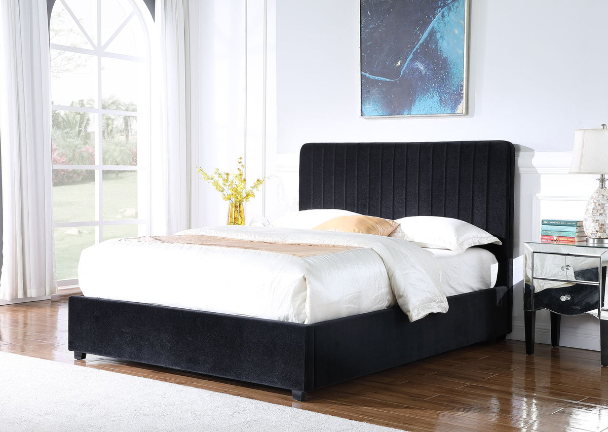 BR897 - Black Fabric Platform Bed w/ Hydraulic Lift Storage