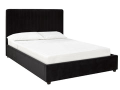 BR897 - Black Fabric Platform Bed w/ Hydraulic Lift Storage