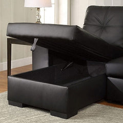 IF-9032 Black PU Sofa Bed Reversible Sectional w/ Storage