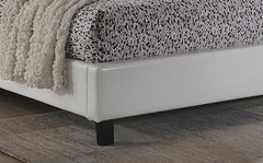 Glare White PU Platform Bed w/ Rhinestone Tufting