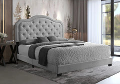 Helen Grey Velvet Platform Bed