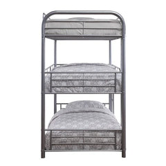 B-504 Grey Metal Triple Bunk Bed (Twin/Twin/Twin)