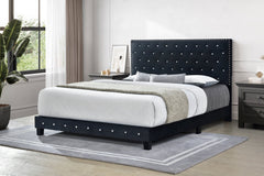 Diamond Black Velvet Platform Bed