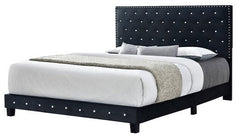 Diamond Black Velvet Platform Bed