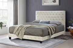 Diamond Cream Velvet Platform Bed