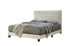 Diamond Cream Velvet Platform Bed