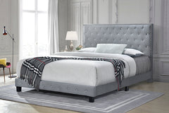 Diamond Grey Velvet Platform Bed