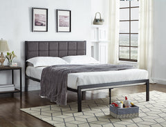 IF-105 Black Steel Platform Bed w/ Fabric Panel