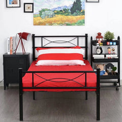 IF-154B Black Metal Steel Platform Bed