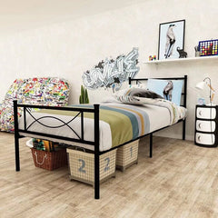 IF-154B Black Metal Steel Platform Bed