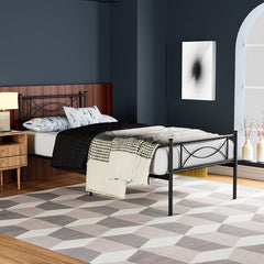 IF-154B Black Metal Steel Platform Bed