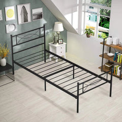 IF-154B Black Metal Steel Platform Bed