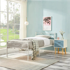 IF-154W White Metal Steel Platform Bed