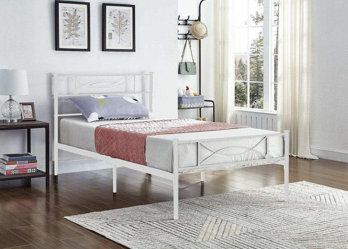 IF-154W White Metal Steel Platform Bed