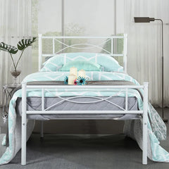 IF-154W White Metal Steel Platform Bed