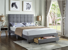 IF-5493 Grey Fabric Platform Bed w/ Storage Drawer