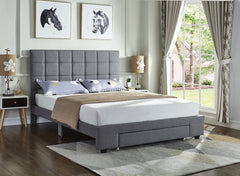 IF-5493 Grey Fabric Platform Bed w/ Storage Drawer