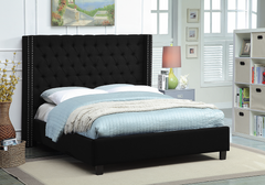 IF-5899 Black Fabric Tufted Platform Bed